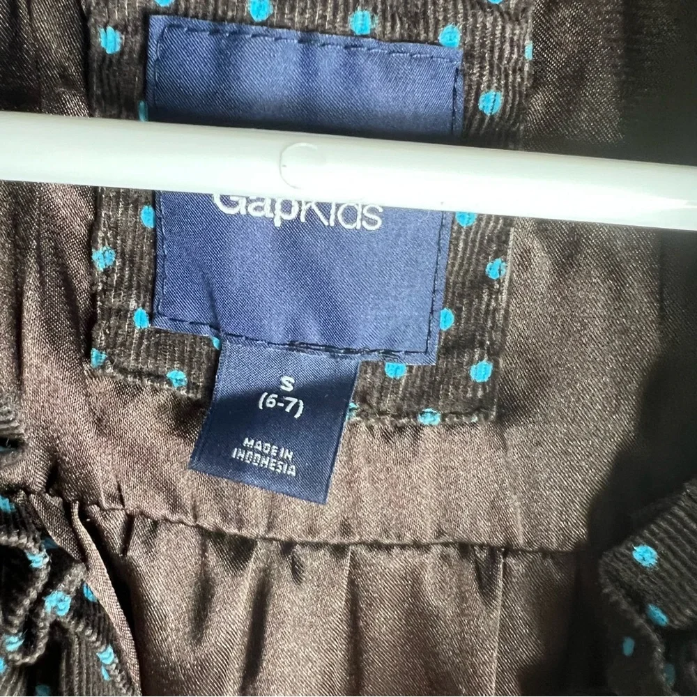 Gap Kids Polka Dot Corduroy Jacket Girls Size S 6-7‎ Brown Blue